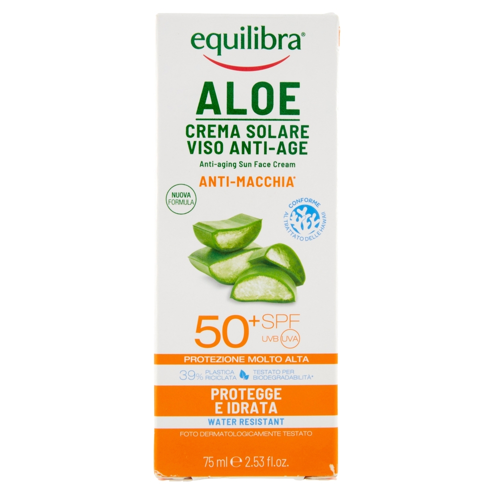 equilibra Aloe Crema Solare Viso Anti-Age 50? SPF Protezione Molto Alta 75 ml